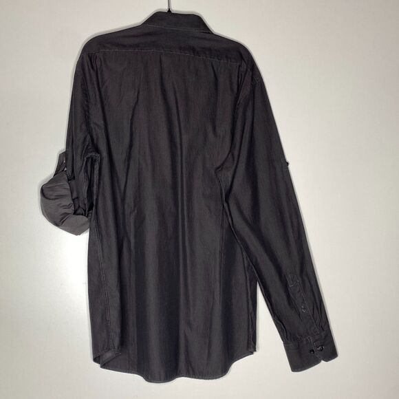 Express Fitted Striped Button Down Roll Tab Dress Shirt Men's Size XL 17-17 1/2 - Picture 6 of 7